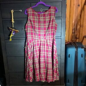 Lindy Bop Pink Plaid Midi Dress